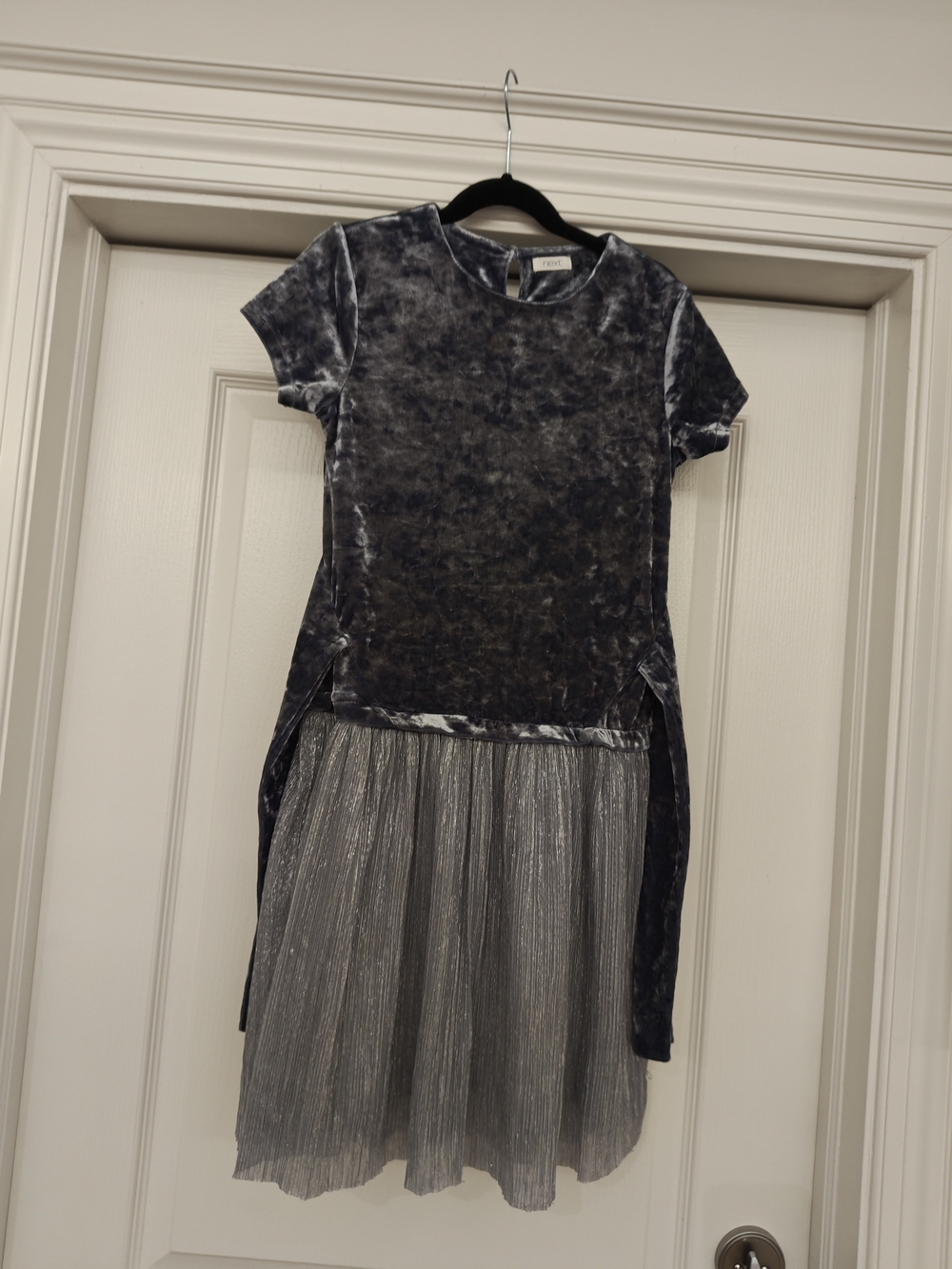 next Girls Metallic Silver Velvet & Tulle Party Dress